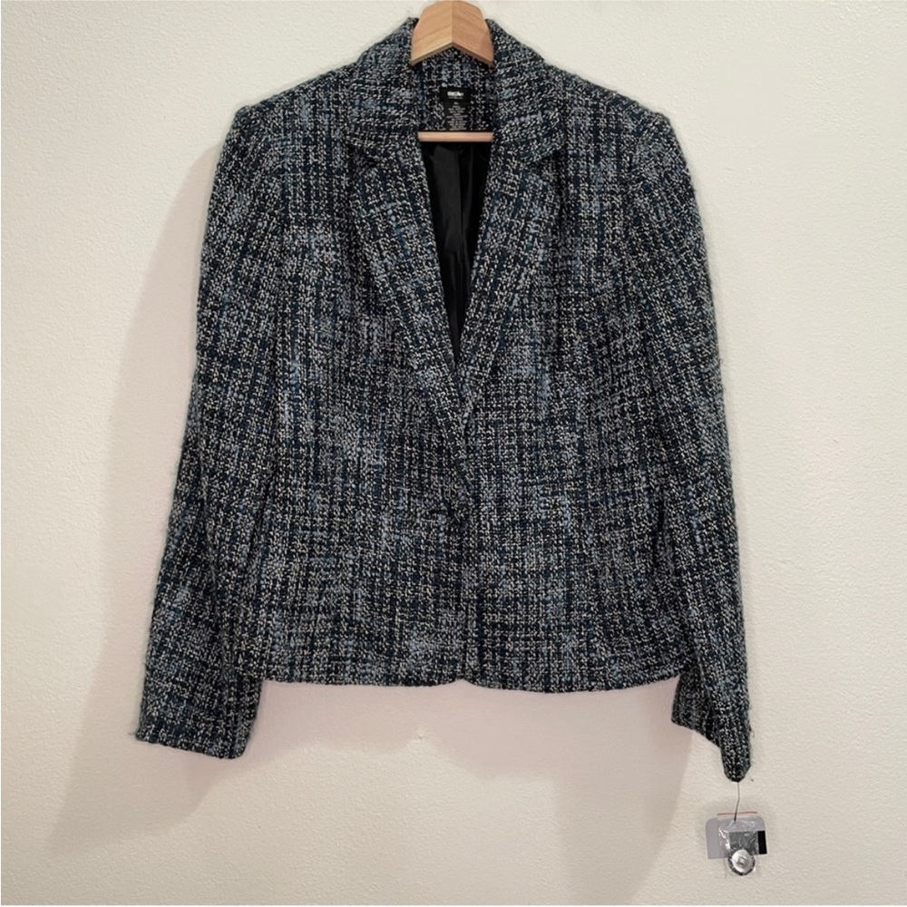 Chic Tweed Blazer - Blue and White